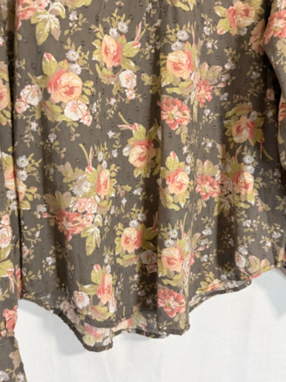 Anthropologie Gray & Pink Floral Print Michaela Cotton Peasant Blouse Size Small - Picture 4 of 11